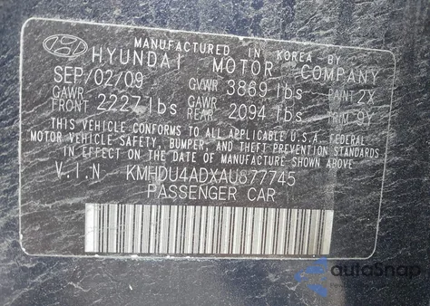 2010 Hyundai Elantra Se z USA, uszkodzony, nr VIN KMHDU4ADXAU877745